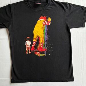 UNFLEDGED McDonald’s Black Shirt Japanese Street Fashion Sz Large Ronald
